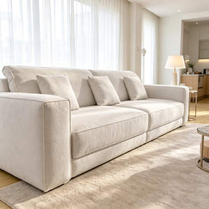 Modern Fabric 3-Seater Sofa With Cushion Back And Square Arms Living Room Furniture - Product Image 4