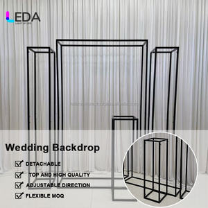 LEDA elegante jarrón geométrico de Metal negro centro de mesa columna de soporte de flores de hierro para boda - Product Image 2
