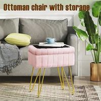 Vente en gros de pouf moderne en velours blanc Mobilier de maison Tabouret en bois Chaise Pouf Siège rond Repose-pieds pour chambre Rangement caractéristique