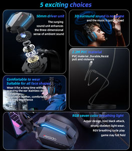 EK03 Yesido สาย PVC 2.2 เมตร หูฟังเกมมิ่งสำหรับพีซี ระบบเสียง 3 มิติ ไฟ RGB เปลี่ยนสีได้ 7 สี หูฟังแบบมีสายขนาด 3.5 มม. - Product Image 3