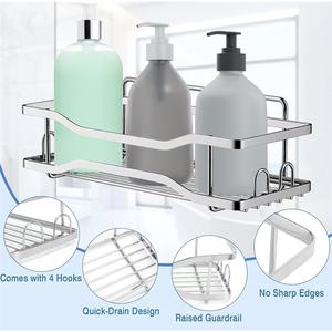 Étagère d'angle murale double niveau en acier inoxydable pour salle de bain, design moderne et étanche pour le rangement des serviettes - Product Image 4