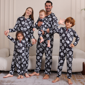 Pijamas familiares de Halloween Estampado de calabaza Mono de una pieza Pijamas con diseño de cremallera de <span class=keywords><strong>esqueleto</strong></span> - Product Image 1