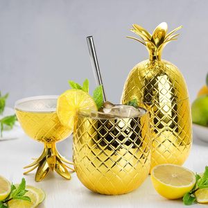 Penjualan Panas Gelas Nanas Plastik Lapis Emas 16 OZ, Cangkir Moscow Mule dengan Sedotan untuk Pesta dan Acara Minum - Product Image 3