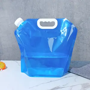 도매 대용량 접이식 휴대용 야외 캠핑 플라스틱 물통 가방 블루 투명 수도꼭지 포함
