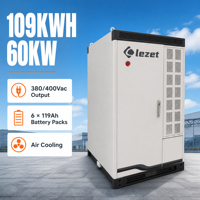 Uzun Döngü Ömrüne Sahip Lezet E109S60 109kWh 60kW LiFePO4 Hava Soğutmalı Ticari Endüstriyel Enerji Depolama Kabini Hibrit Şebeke IP55