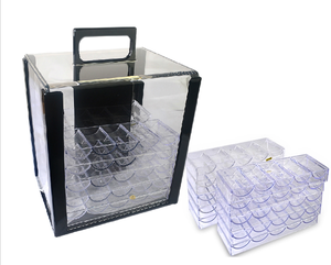Ensemble de 1000 jetons de poker en acrylique, étuis de transport pour jetons de poker, ensembles de jetons de poker de luxe - Product Image 1