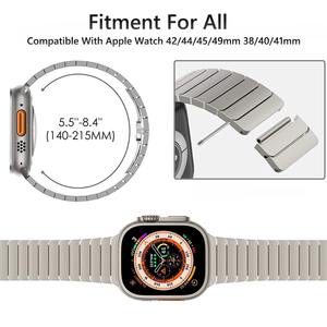 Correa para Apple Watch de Acero Inoxidable con Cierre de Mariposa de Bambú, Diseño de Brazalete Starlight en Plata, Negro, Oro, Oro Rosa, Azul y Titanio - Product Image 4