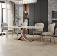 2024 nouvelle table à manger de luxe de cadre en métal de marbre blanc de style nordique simple de nouveau design