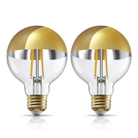 Ampoule LED G80 vintage à filament, demi-peinte en or, dimmable, E26 110V, éclairage intérieur, FMT-G80HG