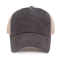 Logo personnalisé en gros Vintage Hommes Profil Bas Patch Noir Blanc 5 Panneau En Peluche Plaine En Détresse Chapeaux De Camionneur Mode Hip Hop