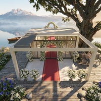 Pergola en aluminium Sweet Home 16x12 pieds avec toit rétractable motorisé à lames orientables, abri de jardin imperméable pour jardinage extérieur et patio