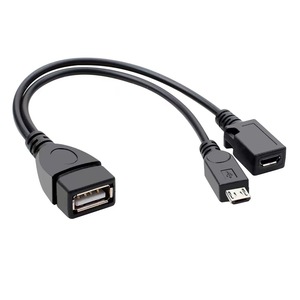 Cable adaptador Micro Usb Otg con fuente de alimentación para teléfono Android, tableta, unidad flash USB externa, color negro - Product Image 1
