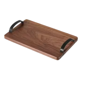 Solid Natural <b>Wood</b> <b>Serving</b> <b>Tray</b> with Leather Handles Ideal for Home Parties Food Display Coffee Tea Snacks <b>Serving</b> - Product Image 1