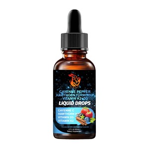 Gouttes liquides personnalisées en usine de curcuma, vitamine K2+D3 pour la pimente de Cayenne, améliore l'absorption des nutriments, gouttes orales D3 K2 - Product Image 1