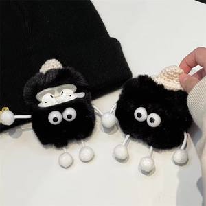 Baru kartun lucu hitam dan merah muda mewah dengan blok <span class=keywords><strong>Cinder</strong></span> berkerudung untuk Airpos Pro 1 2 3 4 casing silikon Bluetooth nirkabel penutup lunak - Product Image 1