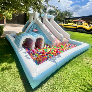 Castillo inflable comercial para niños con tobogán acuático gigante para exteriores y piscina de pelotas - Product Image 1