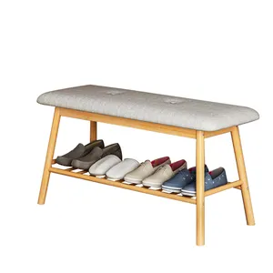 Banco de madera de bambú para zapatos, estante de zapatos, silla para porche, baño, sala de estar, jardín, dormitorio