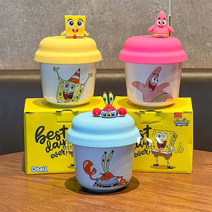 Taza de Cerámica de Bob Esponja Zuo Mu con Tapa, Taza de Café Portátil para Regalo, Primavera 2025, Producto de Primera Clase - Product Image 2