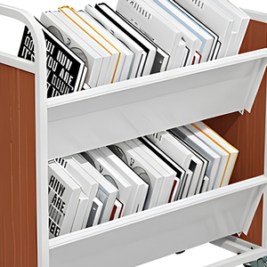 Chariot mobile silencieux au design moderne pour bibliothèque, librairie, échelle à livres, en métal durable - Product Image 4