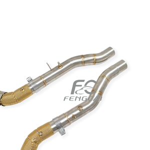 Colectores de escape de alto flujo con revestimiento de protección térmica dorado y tubo de descarga para Ferrari <span class=keywords><strong>Roma</strong></span> V8, tubos de escape de conexión directa, downpipe - Product Image 4