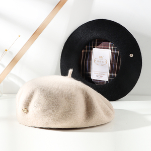 Лидер продаж: оптовая продажа шерстяных беретов <span class=keywords><strong>2026</strong></span> года с вышивкой на заказ, вязаные, коричневые и черные, для женщин и мужчин - Product Image 2