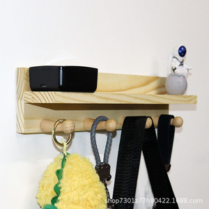 Solid wood wall-mounted <b>clothes</b> <b>rack</b>, no-drill storage <b>rack</b>, key hook storage <b>rack</b>, multi-functional wall-mounted storage <b>rack</b> - Product Image 2