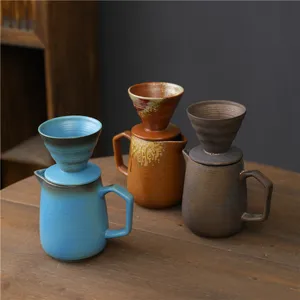 22盎司大容量陶瓷咖啡壶手工过滤器可重复使用，可分离倒入锥形咖啡壶杯
