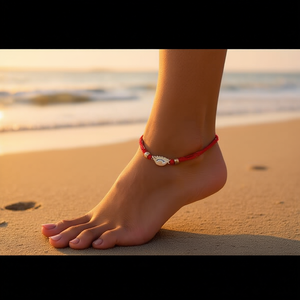 Cavigliera Angelina El Hilo Rojo in acciaio inossidabile con filo rosso per donna, gioiello alla moda, idea regalo - Product Image 2