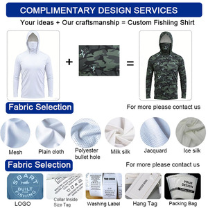 Sbart personalizado ligero poliéster sublimación UV Botón de manga larga SPF UPF 50 camisa de pesca con capucha - Product Image 4