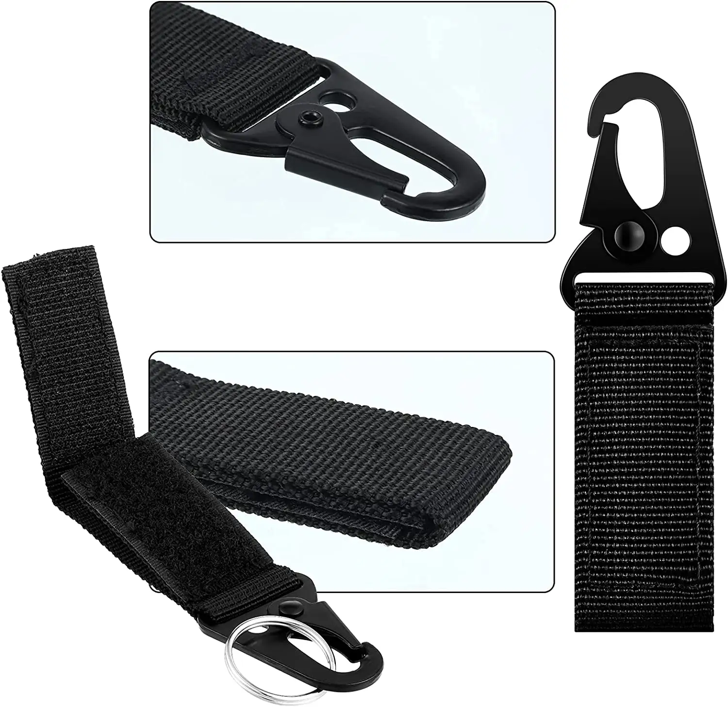 Compatible Hanger Tactical Gear Clip Nylon Key Ring Holder Belt Hooks Keyring Utility EDC Molle Webbing Keychain