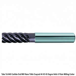 Fresa de carburo Ttake TA1440 con recubrimiento Nano TiAlN, helicoidal de 44, 45, 46 grados, 6 filos - Product Image 2