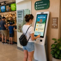 Kiosque de billetterie pour cinéma et parcs à thème, distributeur de billets en libre-service de 32 pouces avec lecteur QR pour l'entrée aux événements et la signalisation directionnelle