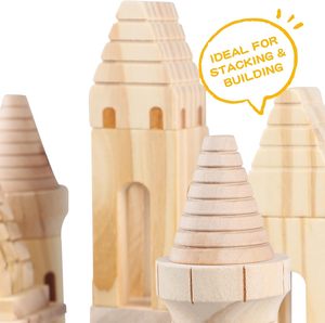Giocattolo educativo, Kit di blocchi di castello in legno da 75 pezzi, cavalieri e principesse medievali per bambini e ragazzi - Product Image 5