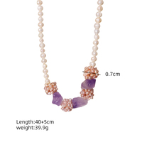 Collier décoratif en forme de boule de fleurs d'améthyste Collier d'amas de fleurs en perles d'eau douce naturelles perlées à la main