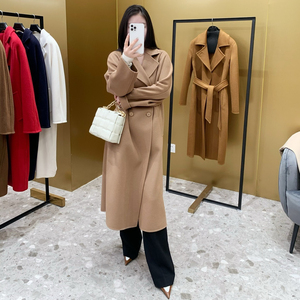 <span class=keywords><strong>Manteau</strong></span> long en cachemire et laine double face pour femme, style mode automne-hiver 2026, coupe ample et oversize, double boutonnage, couleur camel - Product Image 4
