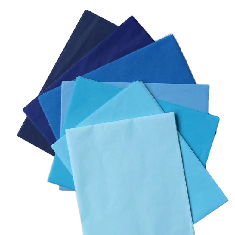28gsm Blue Colored Paper Factory Cheap Paper High Quality Cheap Gift Flower Clothes Wrapping Packaging Colored Tissue Paper