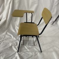 Chaise d'étude pour étudiants en plastique bon marché, moderne, avec accoudoirs en bois, confortable, avec tablette d'écriture, vente en gros