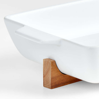 Plat blanc de boulanger avec dessous de plat pour cuire les casseroles cobblers plat du four à la table plat de cuisson rectangulaire avec dessous de plat