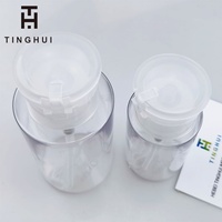 Bouteille cosmétique transparente en PET de 150 ml, 200 ml, 300 ml pour dissolvant de vernis à ongles, démaquillant, acétone, avec pompe et impression sérigraphique