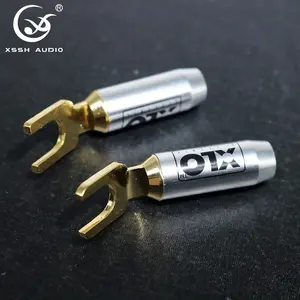 U Fork Spade YIVO XSSH Audio Hifi Speaker Brass Plated Gold Male Electric Adapter Y Type Banana Plug Connector for 10mm Cable