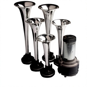 Bocina eléctrica de 12V para coche, cinco tubos, cromada plateada, de tono alto, para camión, autobús, vehículo - Product Image 2