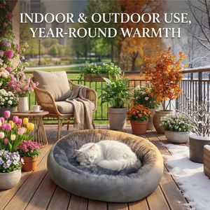 Cama Redonda de Lujo para Perros, Estilo Donut, XL, de Terciopelo, para Perros Pequeños, Medianos y Grandes, Diseño Sólido con Estampado Animal, También para Gatos - Product Image 3