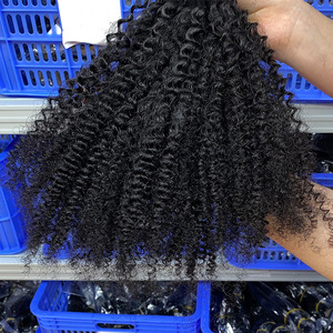 Extensions de cheveux humains brésiliens vierges Remy bruts, bouclés <span class=keywords><strong>afro</strong></span> crépus, pour crochet, 50g, double épaisseur, vente en gros FYD - Product Image 3