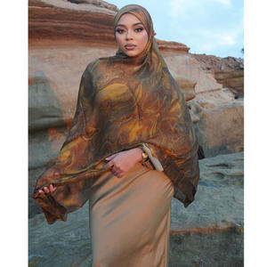 Foulard Long Imprimé Soie Imitation Haut de Gamme pour Femme, Léger et Confortable, Voile Musulman d'Été, Idéal pour le Commerce Transfrontalier - Product Image 2