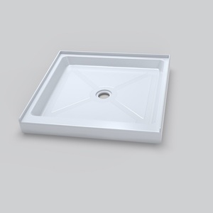 <span class=keywords><strong>Receveur</strong></span> <span class=keywords><strong>de</strong></span> <span class=keywords><strong>douche</strong></span> carré en acrylique 810*810*95mm à seuil unique avec drain central et surface antidérapante texturée - Product Image 1