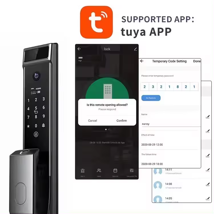 Enrique Tuya 3D Face Digital Smart Lock Video Intercom Biometric Fingerprint Aluminum Alloy Camera Cloud Wi-Fi Wood/Aluminum · image 5