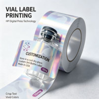 Étiquettes de bouteilles imprimées en vinyle holographique haute adhérence, résistantes à l'huile, durables, standard 3 ml pour l'emballage