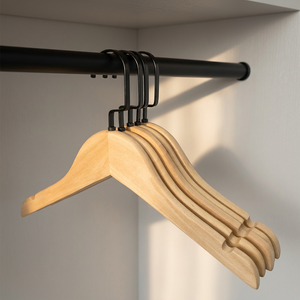 Hot Selling Durable High Quality Classic Wooden <b>Hangers</b> with Custom Logo Metal Hook for Wardrobe Coats Suits Child Clothes - Product Image 5