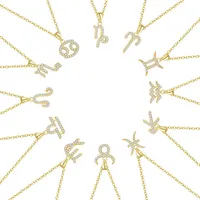 Collier Pendentif Minimaliste Douze Constellations S925 en Gros avec Breloque Cristal et Chaîne, Collier Zodiaque pour Femme, Bijoux