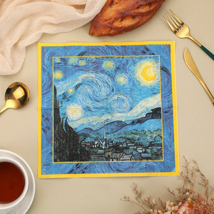 Van Gogh Starry Night Printed Paper Napkin 250x250cm Three-Layer Superior Quality Themed Party Decoration - Product Image 1